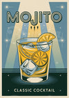 Affiche mojito rétro style art déco années 1950