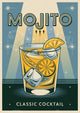 Affiche mojito rétro style art déco années 1950