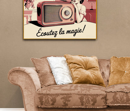 Affiche radio transistor rétro