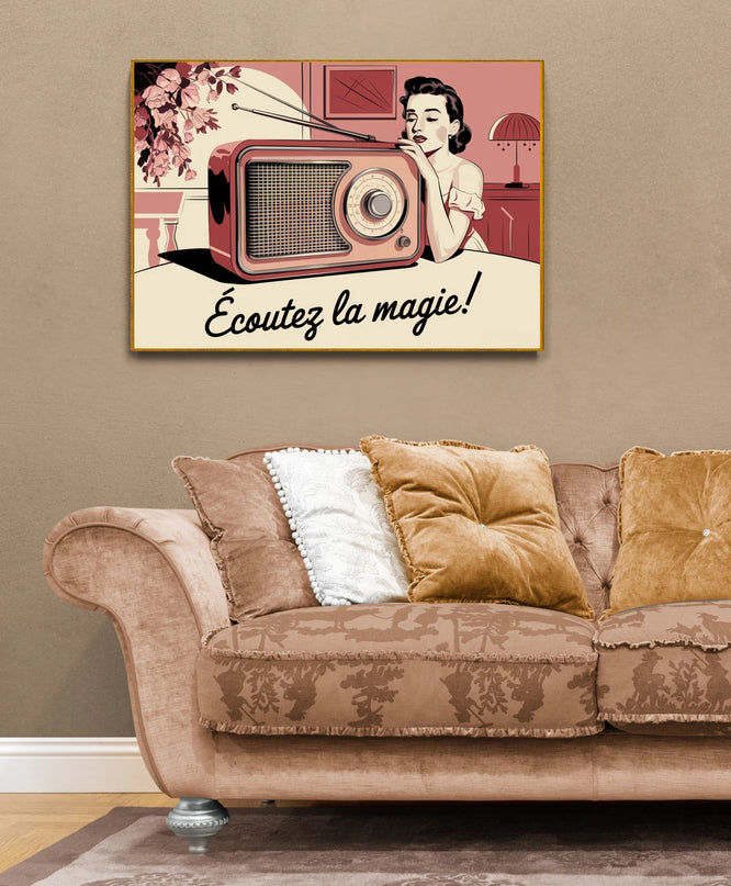 Affiche radio transistor rétro