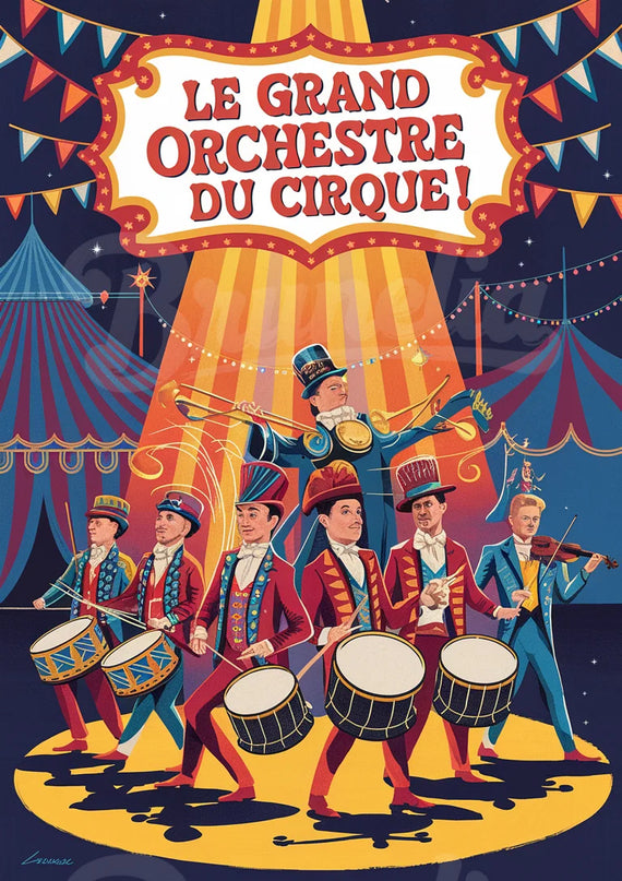 Affiche vintage musiciens de cirque