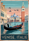Affiche Gondole et basilique style Art Déco Venise
