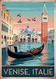 Affiche Gondole et basilique style Art Déco Venise