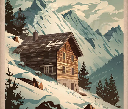 affiche refuge de montagne vintage