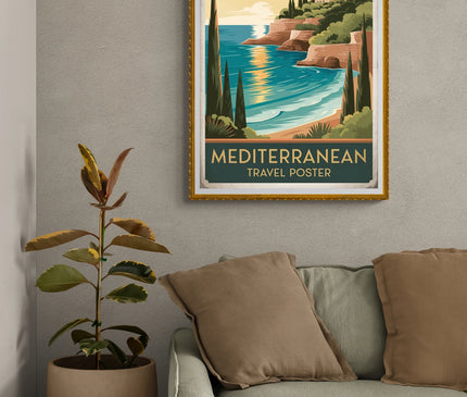 Affiche vintage soleil méditerranéen