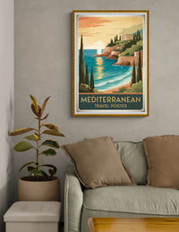 Affiche côte méditerranéenne style Art déco années 30
