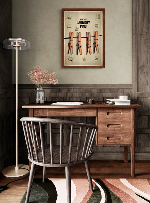 affiche pinces à linge rétro