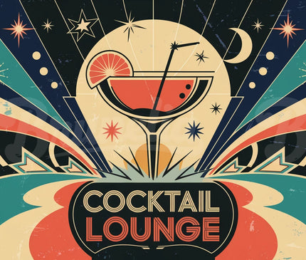 Affiche vintage bar à cocktails des années 50