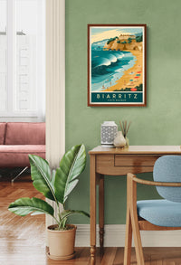 Affiche Biarritz Côte Basque station balnéaire Art déco