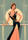 Affiche femme élégante style Art déco 1930