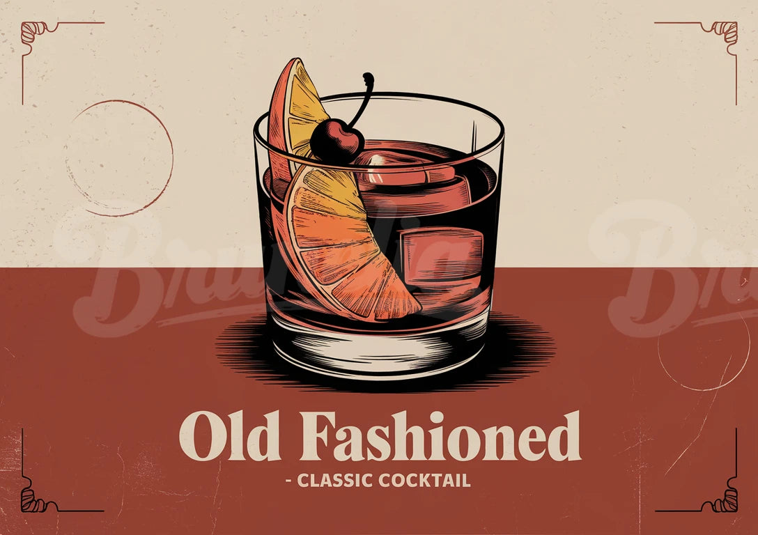 Affiche Old Fashioned boisson alcoolisée rétro