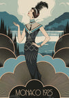 Affiche Monaco 1925 femme élégante Art Déco