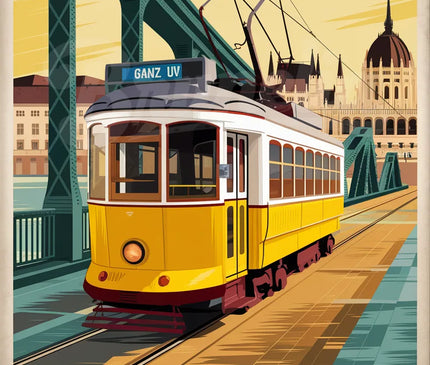 Affiche tramway rétro Budapest