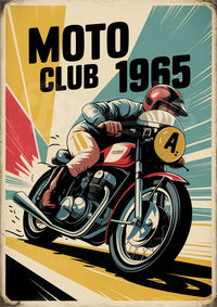 Affiche Club 1965 motocycliste rétro Moto