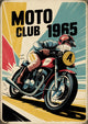Affiche Club 1965 motocycliste rétro Moto