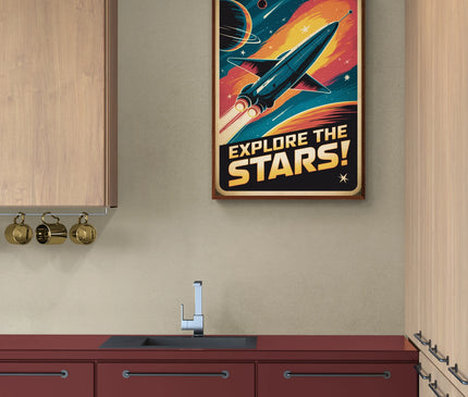 Affiche vintage vaisseau spatial rétro