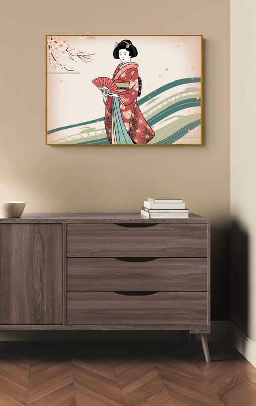 Affiche vintage kimono traditionnel