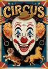 Affiche clown et animaux de cirque art déco