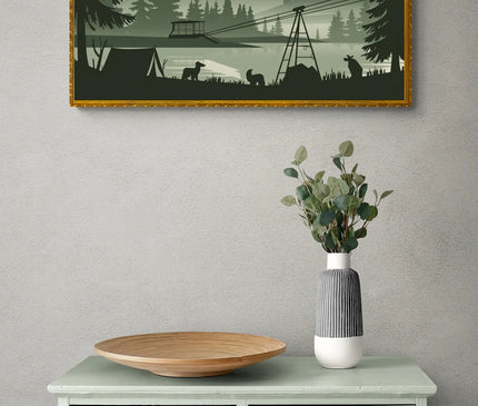 affiche nature sauvage en montagne rétro