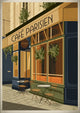 Affiche bistrot parisien haussmannien terrasse lierre
