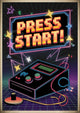 Affiche rétro gaming console Press Start années 80