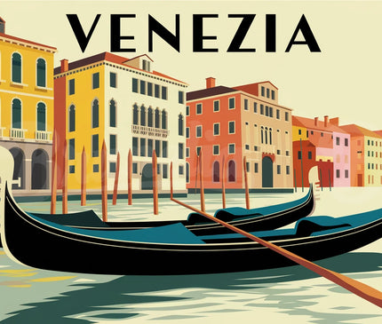 Affiche vintage gondole et canal italien
