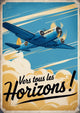 Affiche bimoteur bleu Vers tous les horizons cumulus