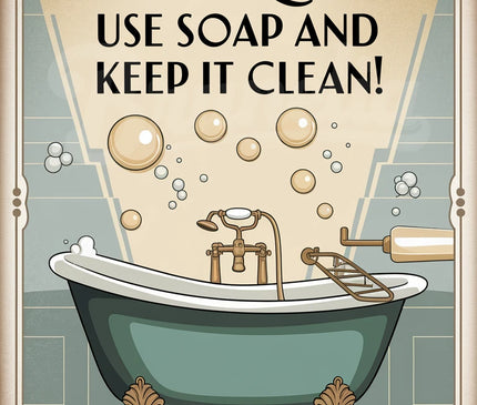 affiche règles de bain vintage