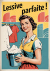 Affiche lessive rétro femme ménagère années 1950