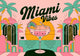 Affiche Miami Vibes style rétro années 70 avec cocktail