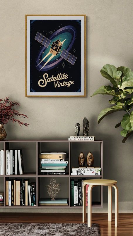 Affiche vintage satellite rétro
