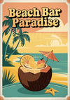 Affiche bar tropical avec cocktail noix de coco