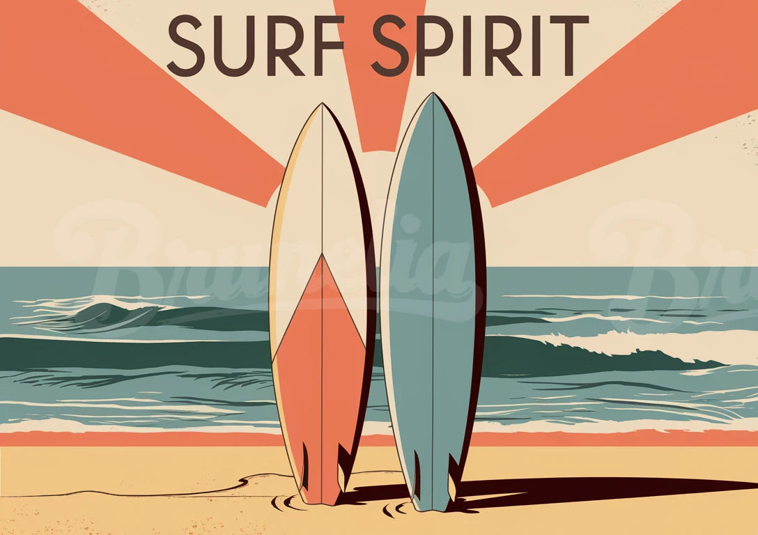 Affiche Spirit planche de surf rétro années 50 Surf