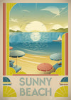 Affiche Sunny Beach scène côtière art déco