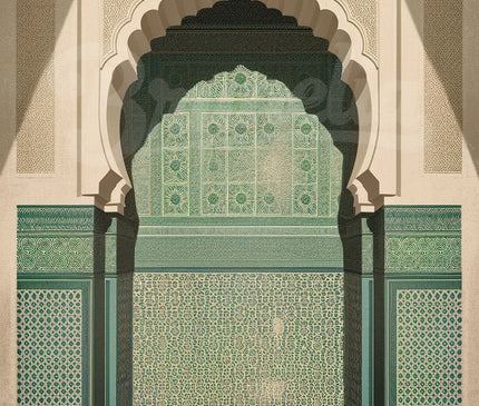 Affiche mosaïques rétro Marrakech