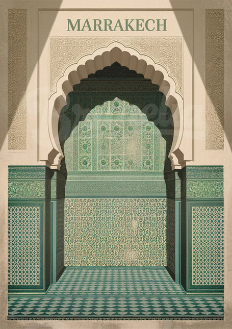 Affiche mosaïques rétro Marrakech