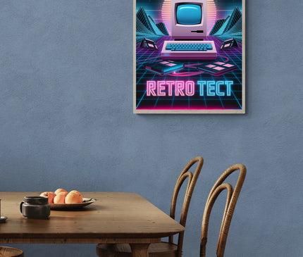 Affiche vintage ordinateur rétro copie