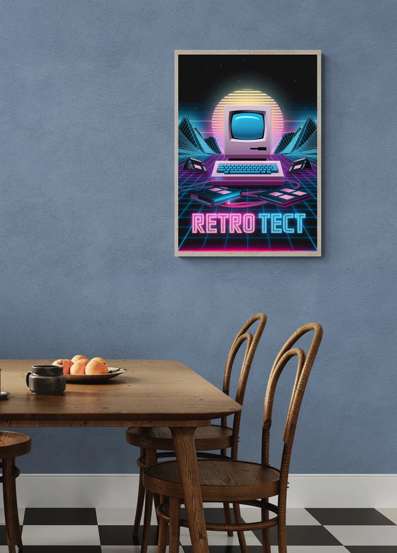 Affiche vintage ordinateur rétro copie
