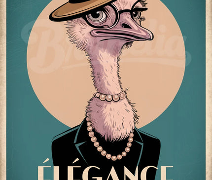Affiche vintage autruche élégante