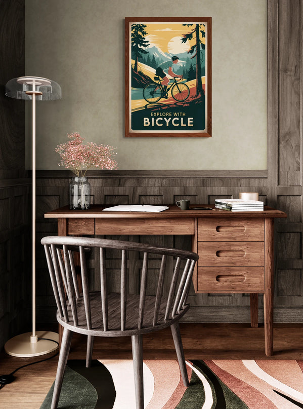 Affiche vintage vélo et nature