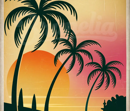affiche palmier vintage