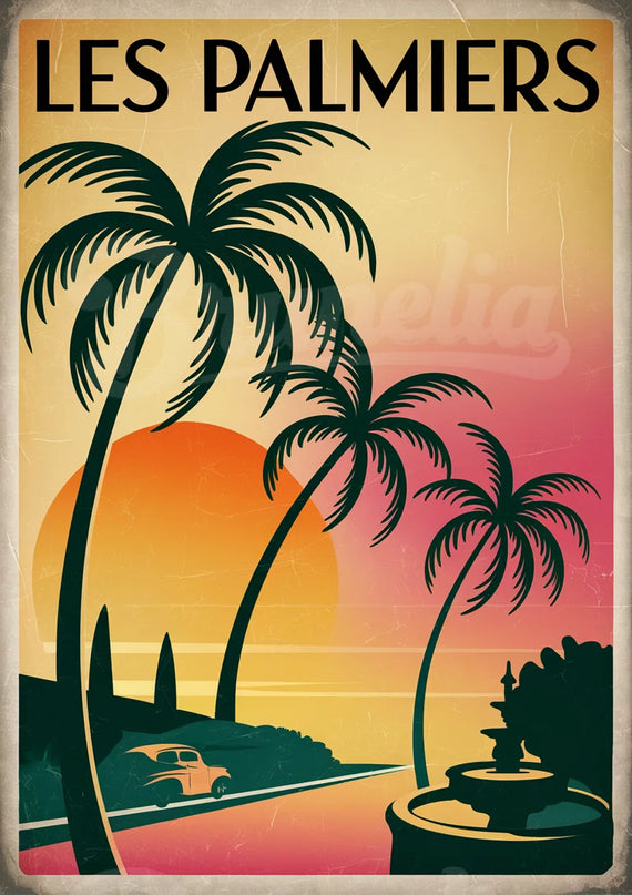 affiche palmier vintage
