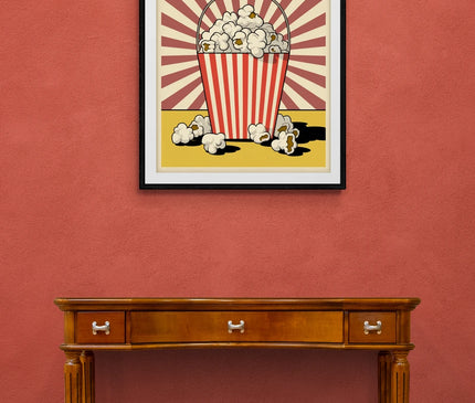 Affiche seau pop-corn rétro