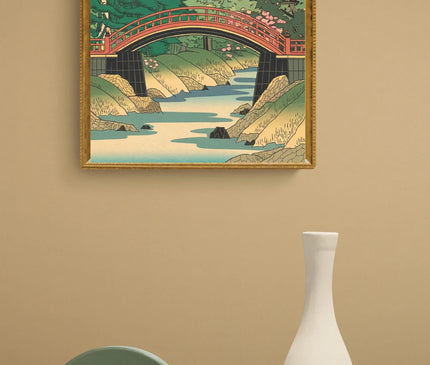 Affiche vintage pont rouge japonais