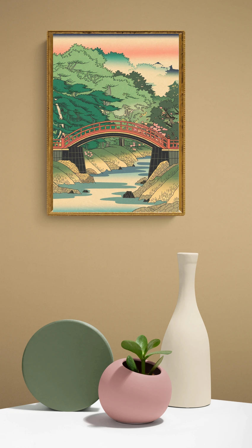 Affiche vintage pont rouge japonais