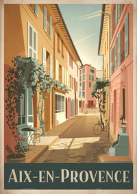 Affiche Aix-en-Provence rue provençale style Art déco