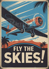 Affiche rétro aviation décor art déco avion trimoteur