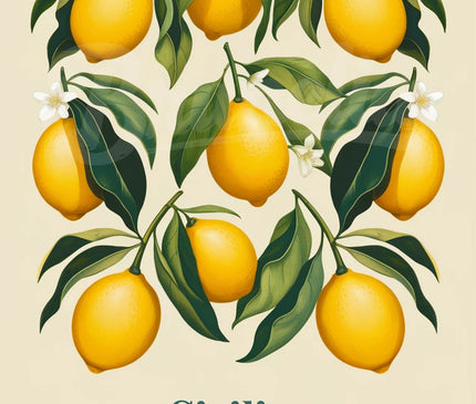 Affiche citron sicilien vintage