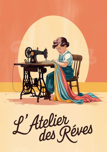Affiche couture rétro L’Atelier des Rêves
