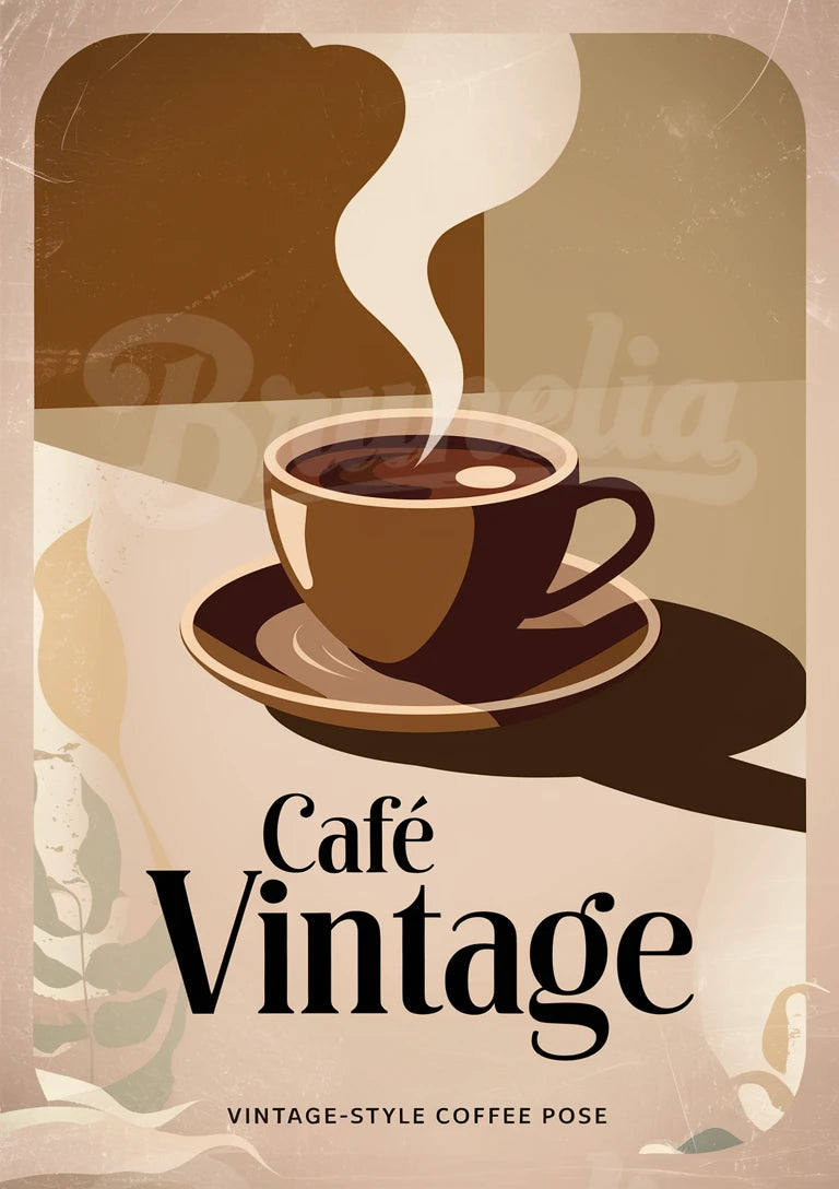 Affiche Tasse de Café Fumante Style Rétro Art Déco